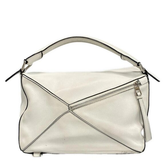 LOEWE Puzzle Bag Medium 322.30.K74 White Leather - Handbag - Picture 1 of 15